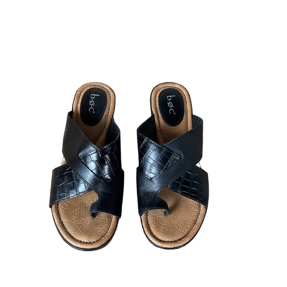 b.o.c Summer 11 Slide Sandals Slip on Wedge-Black -Manmade Upper - Women-Size 9 - Picture 2 of 9